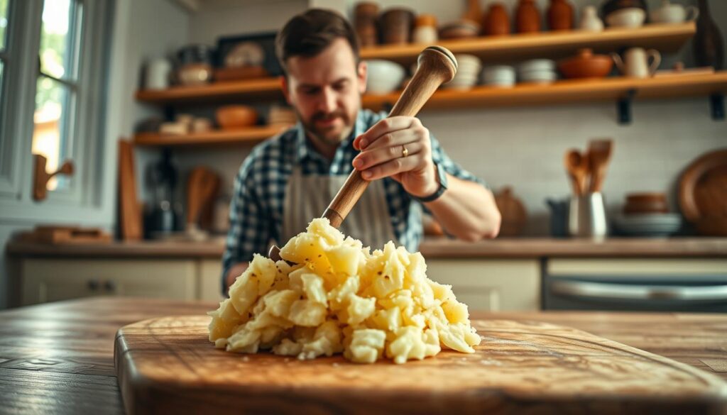 Anwendung des Kartoffelstampfers