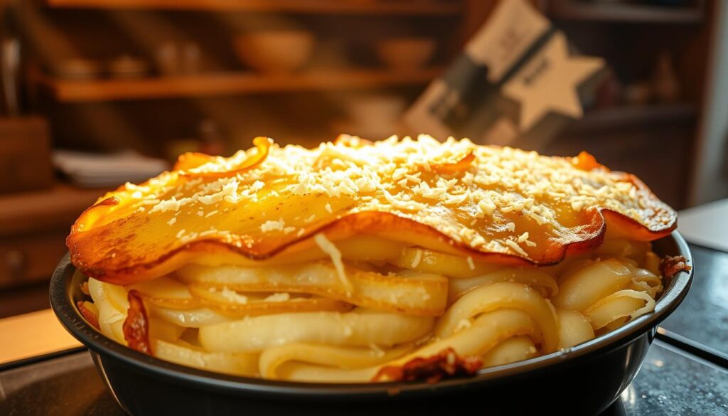 Backen und Überbacken von Kartoffelgratin