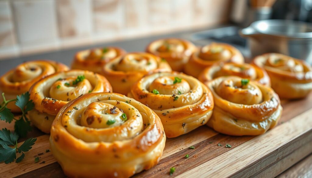 Backen von Kartoffelschnecken