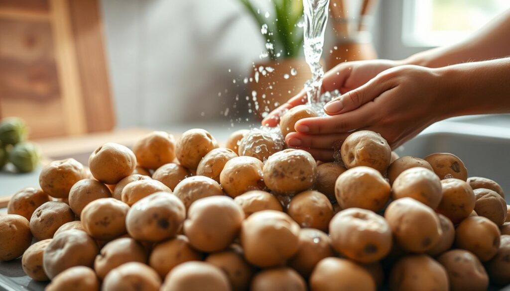Bio-Kartoffeln waschen