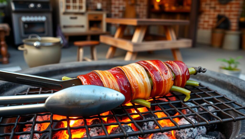 Bohnen im Speckmantel am Grill