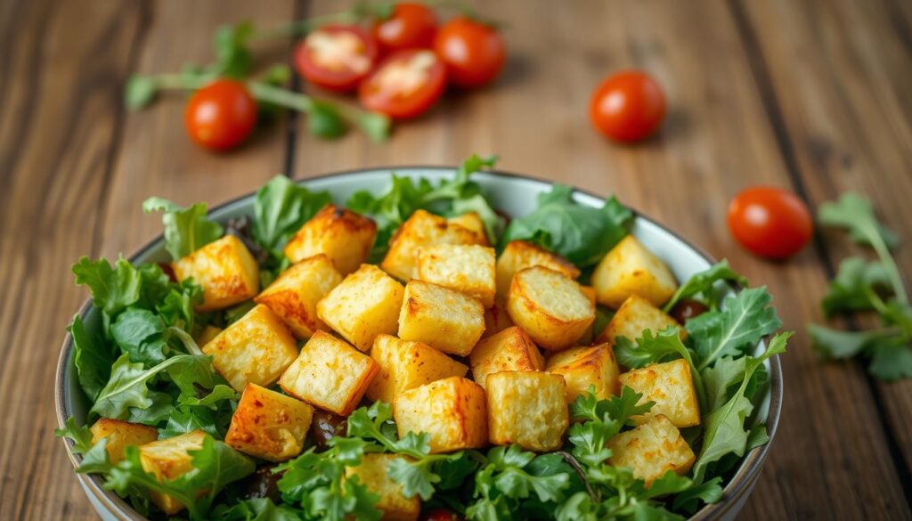 Feldsalat mit Kartoffel-Croûtons