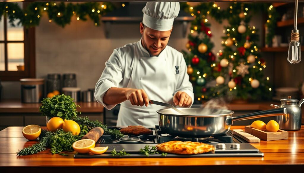 Festliche Zubereitung von Schnitzel