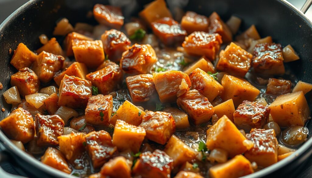 Fleisch in der Pfanne