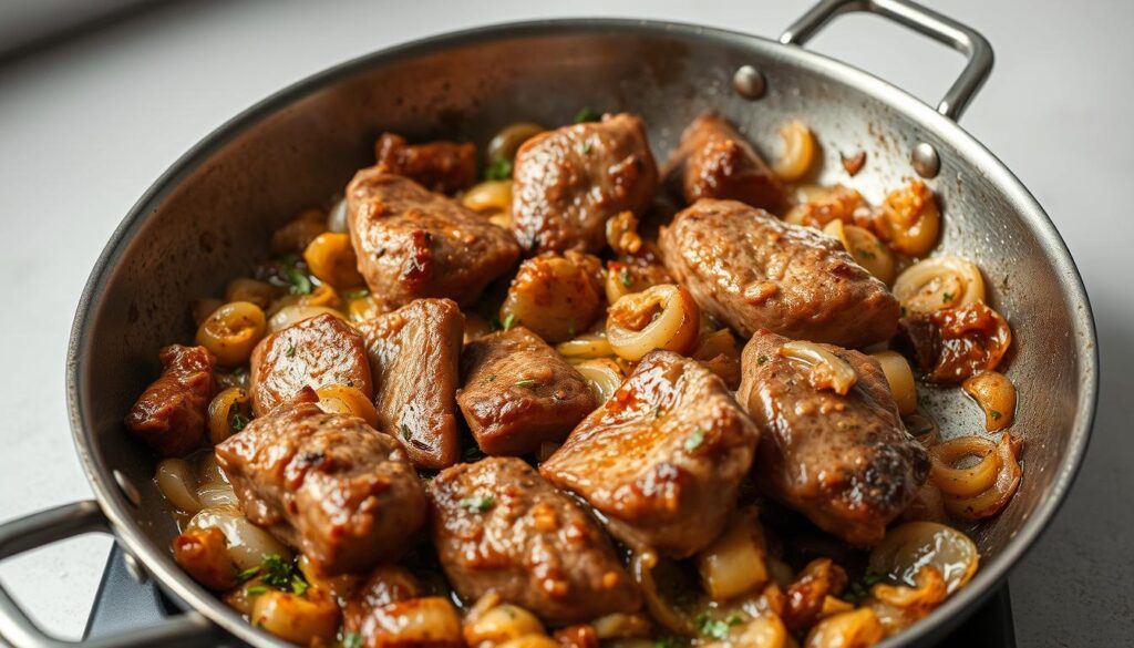 Fleisch in der Pfanne
