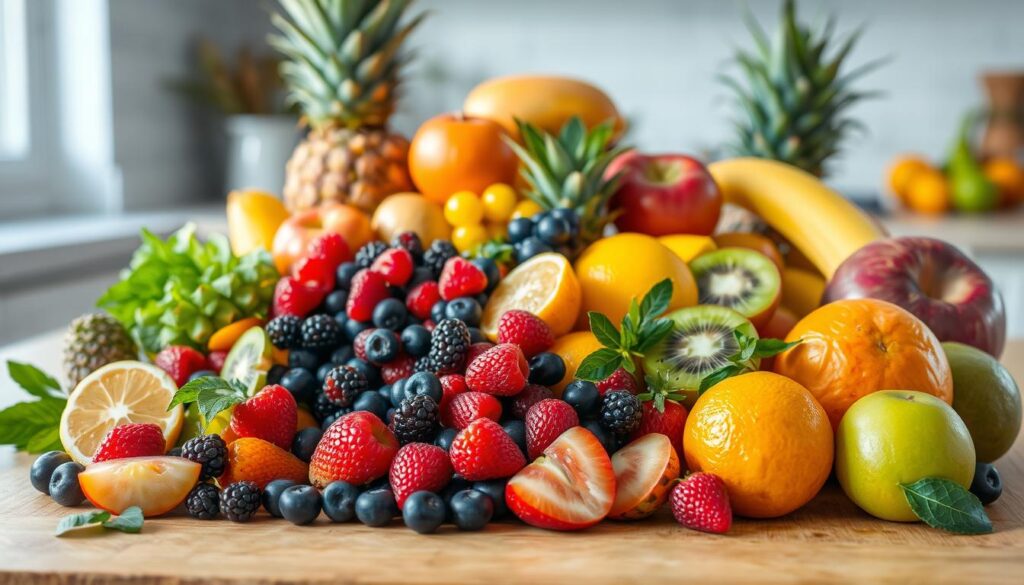 Frische Zutaten für Obstsalat