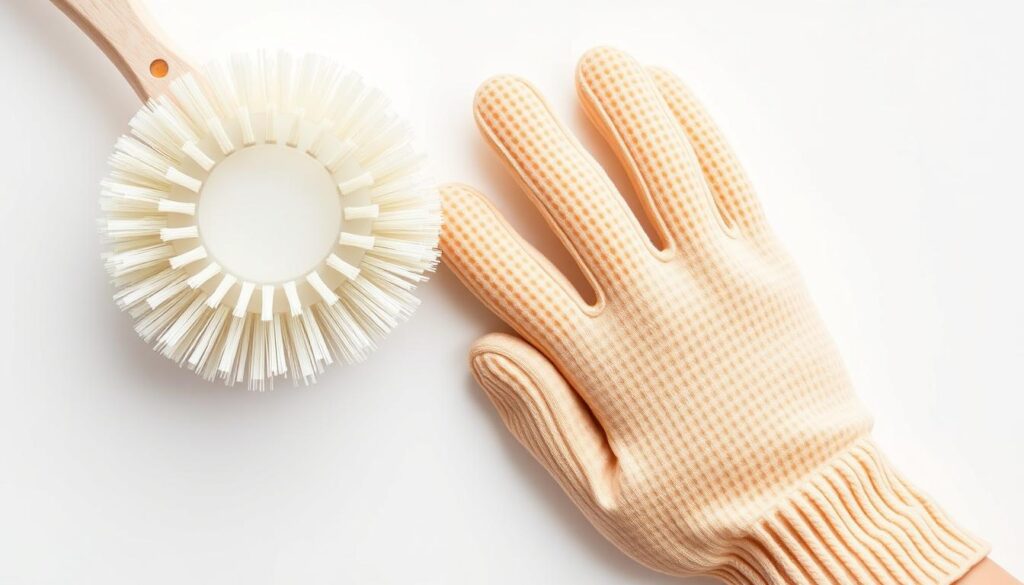 Gemüsebürste und Peeling-Handschuh