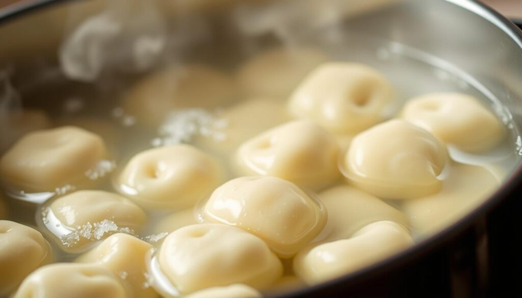 Gnocchi kochen im Salzwasser