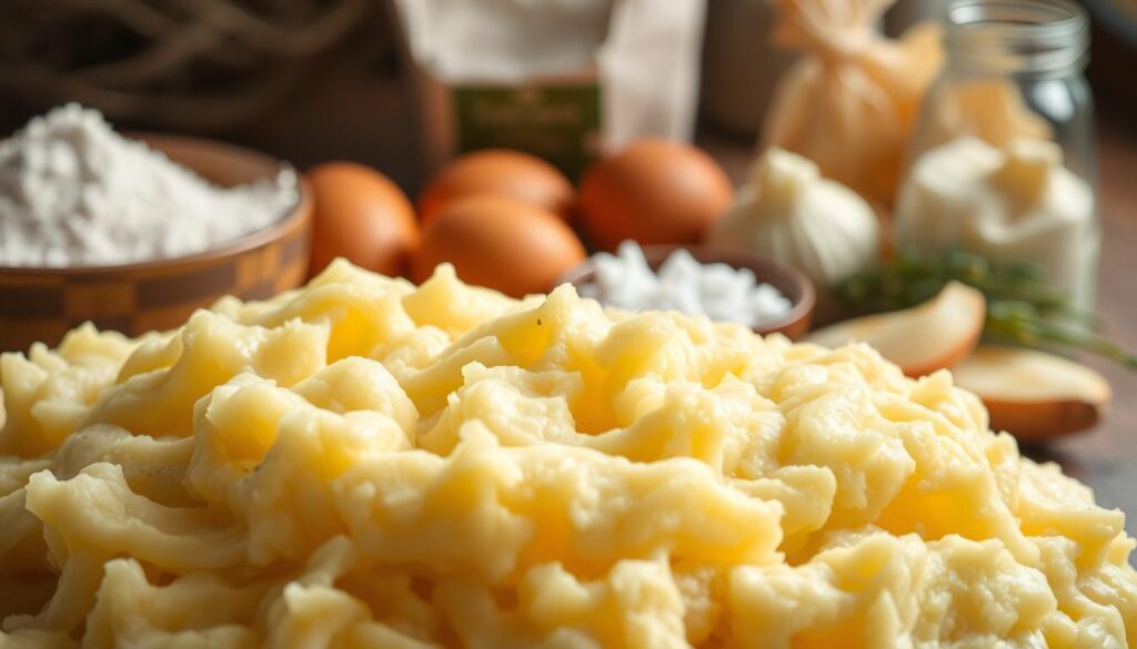 Kartoffelmasse und Zutaten