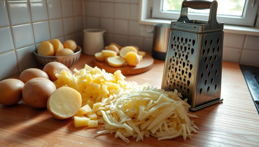Kartoffeln kochen und reiben