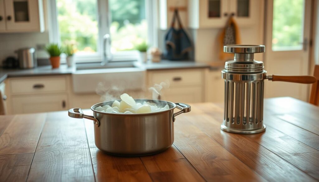 Kartoffeln kochen und stampfen
