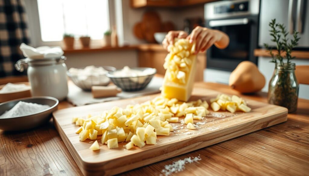 Kartoffeln schälen und reiben