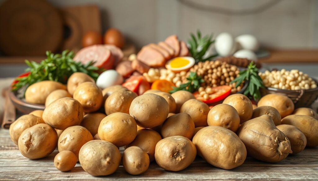 Kartoffeln und Eiweiß