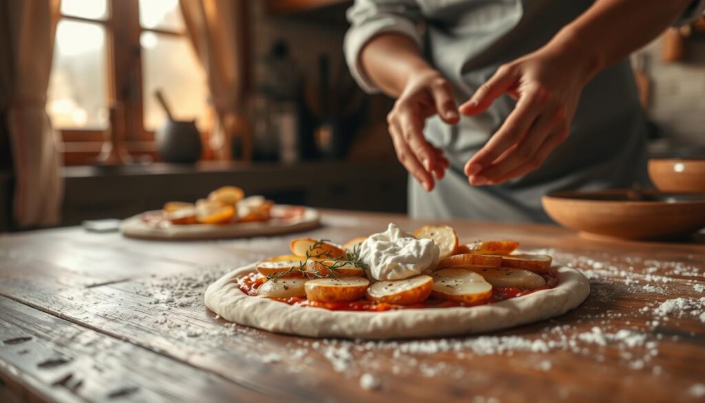 Kartoffelpizza Zubereitung