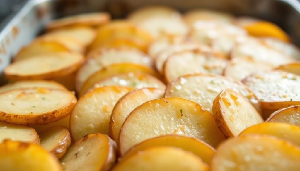 Kartoffelscheiben für Kartoffelgratin
