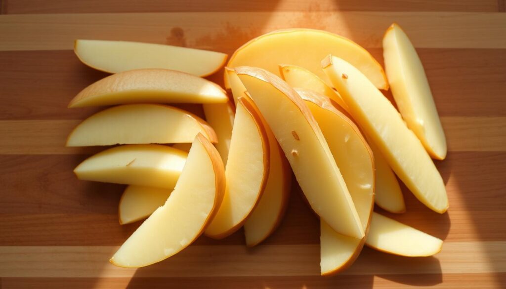 Kartoffelscheiben schneiden