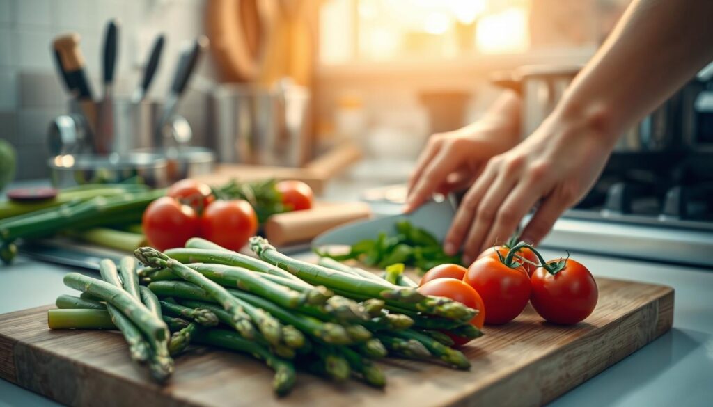 Kochtechniken für Spargel und Tomaten