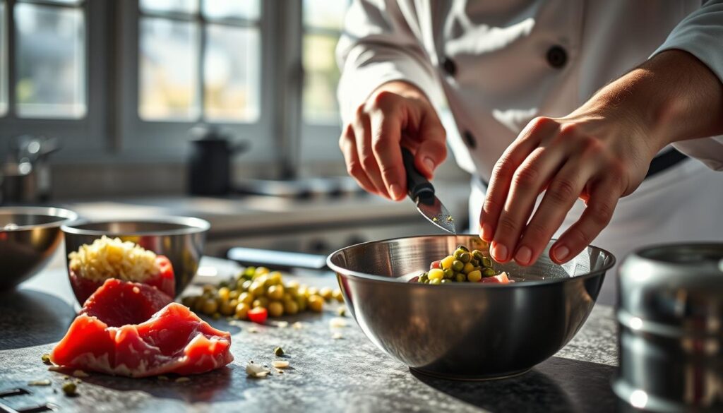 Küchentechniken für Sauce Tartare