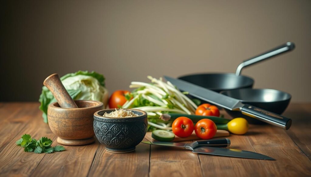 Küchenutensilien für Gado Gado