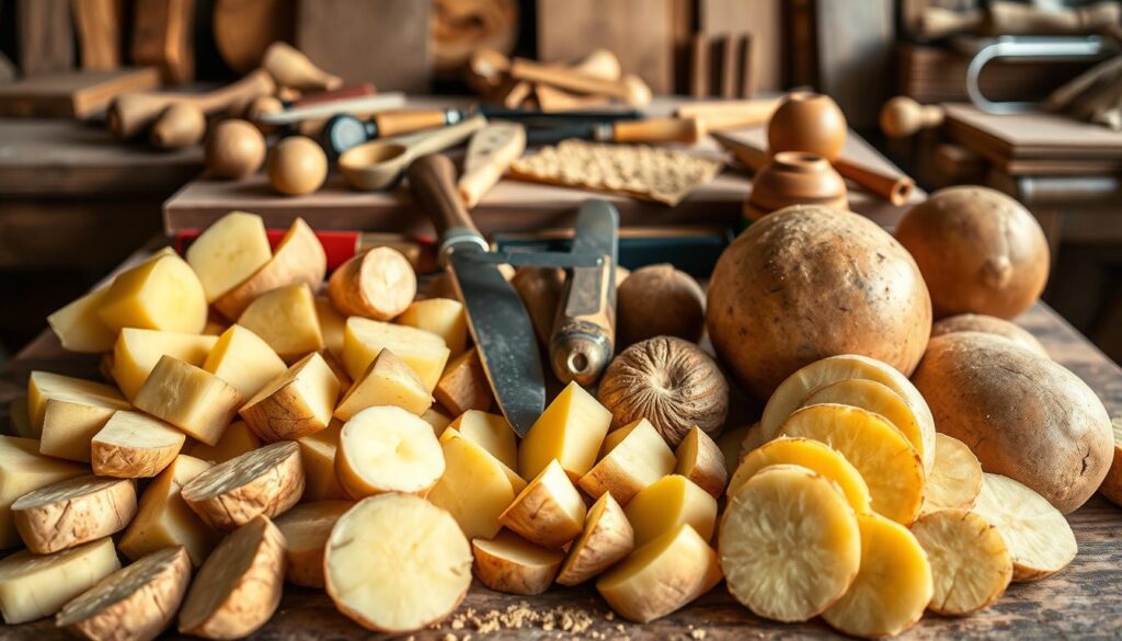 Materialien für Kartoffelholz