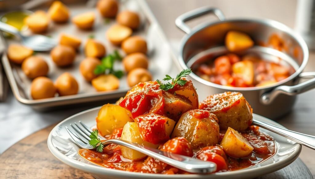 Schritt-für-Schritt Anleitung für Kartoffeln mit Tomatensauce