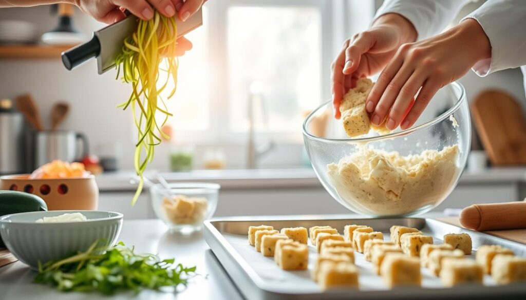 Schritt-für-Schritt Anleitung für Zucchini Tater Tots