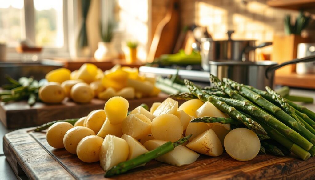 Schritt-für-Schritt Zubereitung von Kartoffeln und Spargel