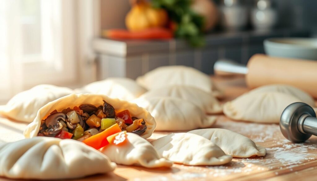 Teig für vegetarische Teigtaschen