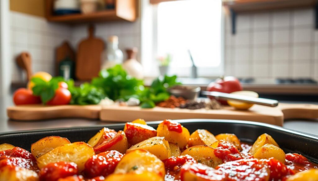 Variationen für Kartoffeln mit Tomatensauce