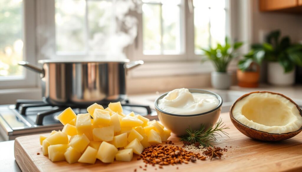 Zubereitung Kartoffel Kokos Suppe