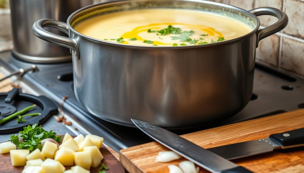 Zubereitung der Kartoffel-Pastinaken-Suppe
