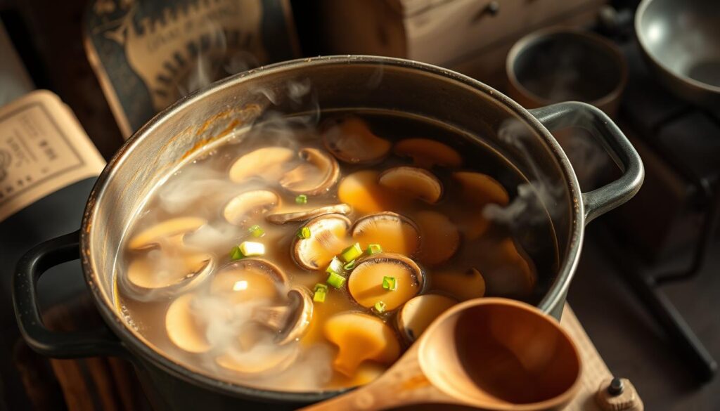 Zubereitung der Shiitake Suppe