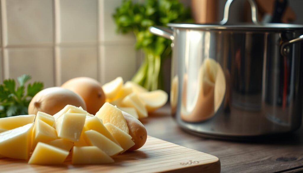 Zubereitung der klaren Kartoffelsuppe