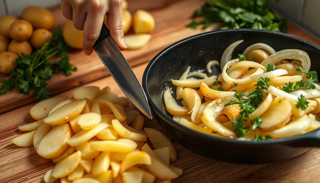 Zubereitung von Bratkartoffeln