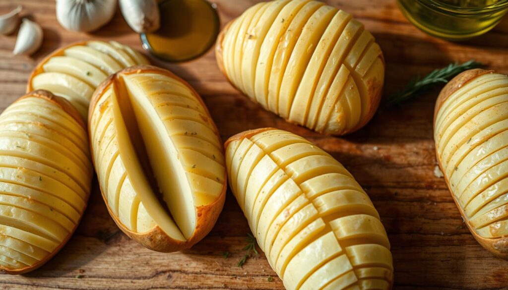 Zubereitung von Hasselback Kartoffeln