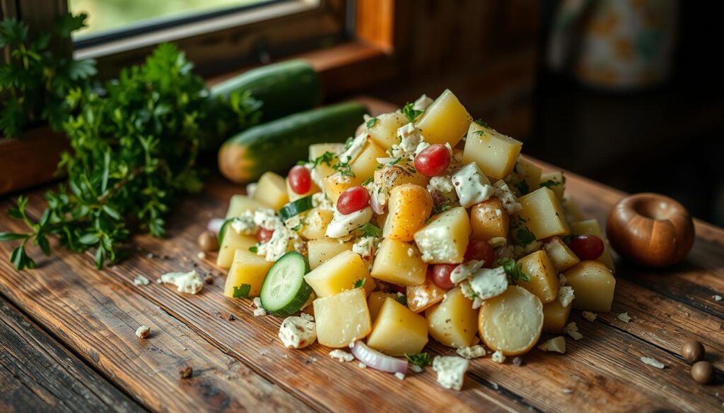 Zubereitung von Kartoffel-Gurken-Salat