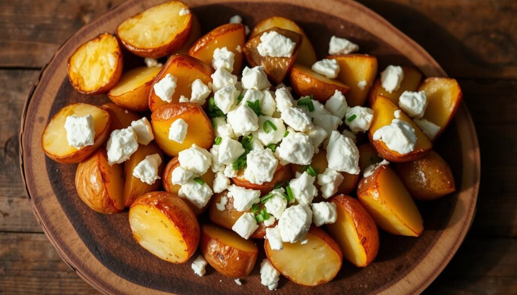 Zubereitung von Kartoffeln mit körnigem Frischkäse