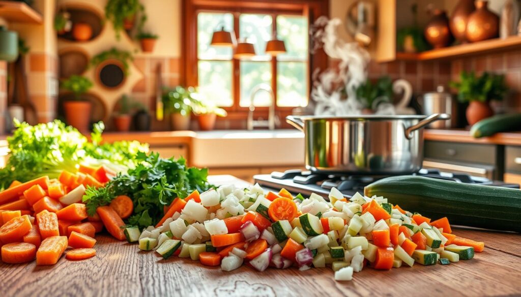 Zubereitung von Minestrone Milanese