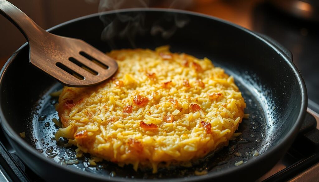 Zubereitung von Rösti in der Pfanne