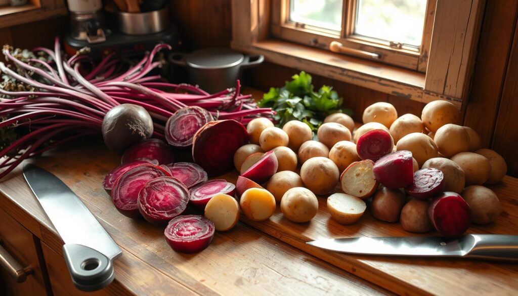 Zubereitung von Rote Bete mit Kartoffeln