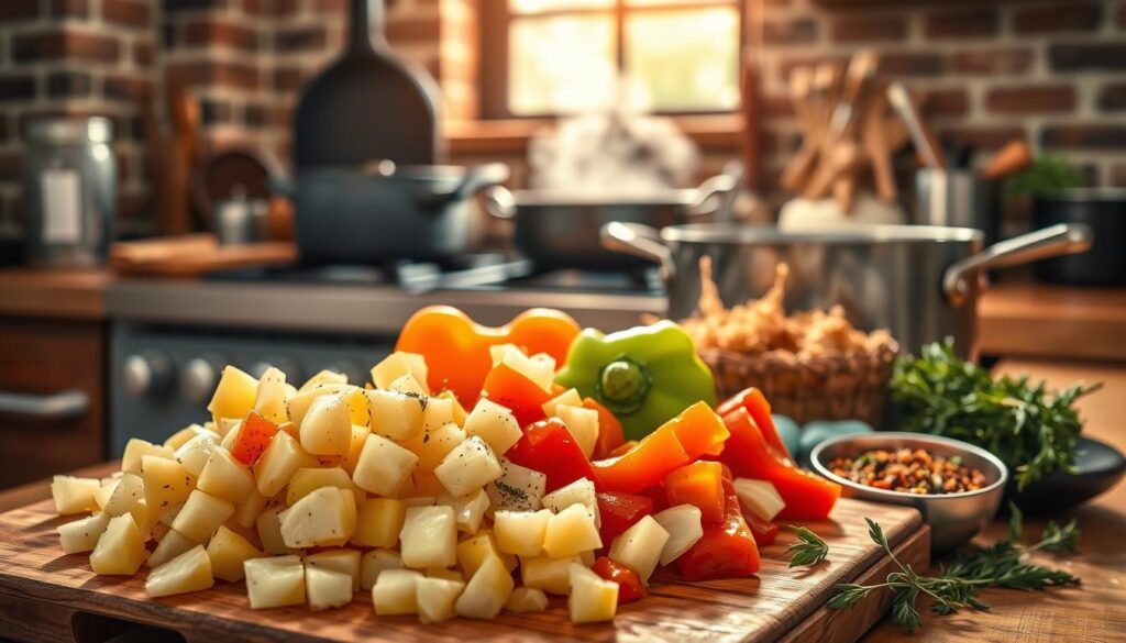 Zubereitungsschritte für Kartoffelgulasch