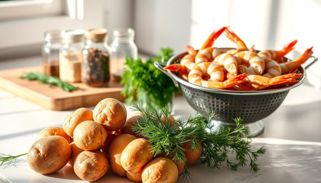 Zutaten für Garnelen-Kartoffel-Rezept