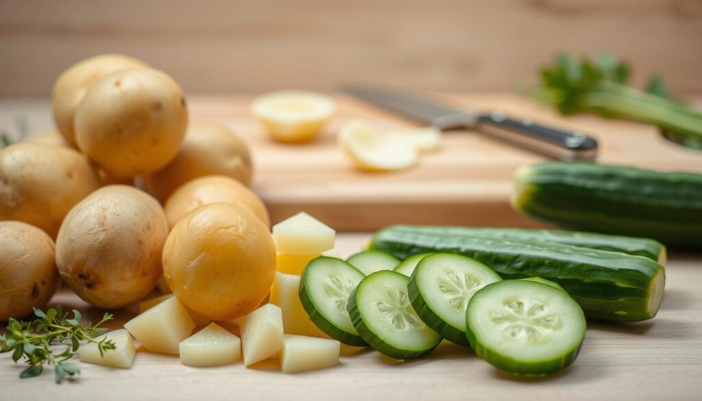Zutaten für Kartoffel-Gurken-Salat