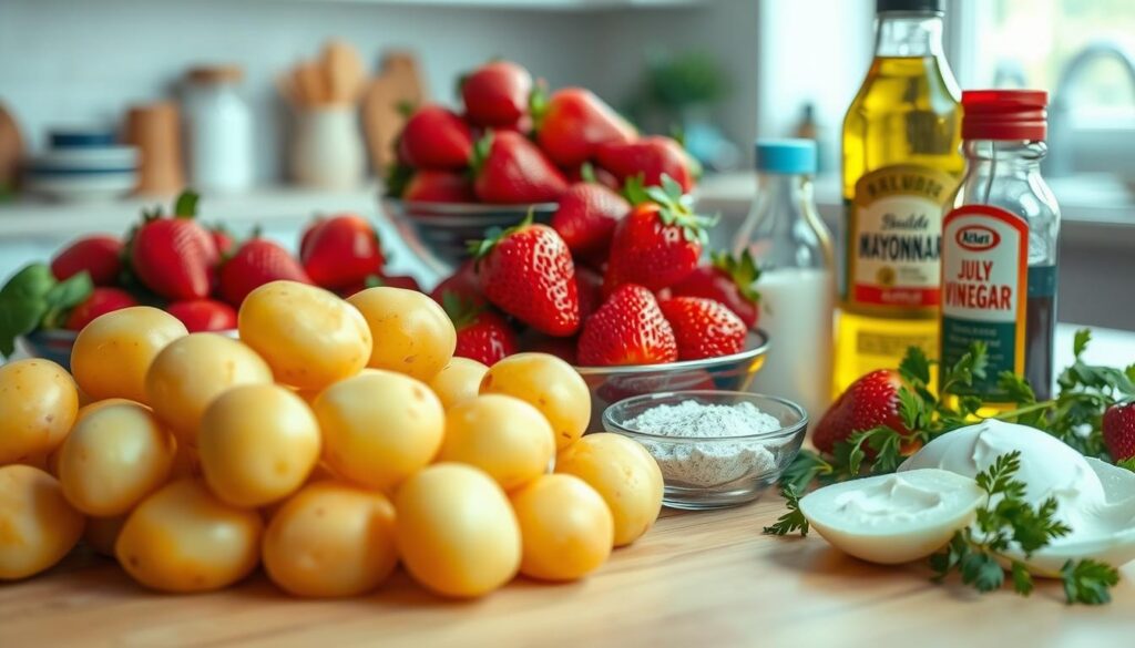 Zutaten für Kartoffelsalat mit Erdbeeren
