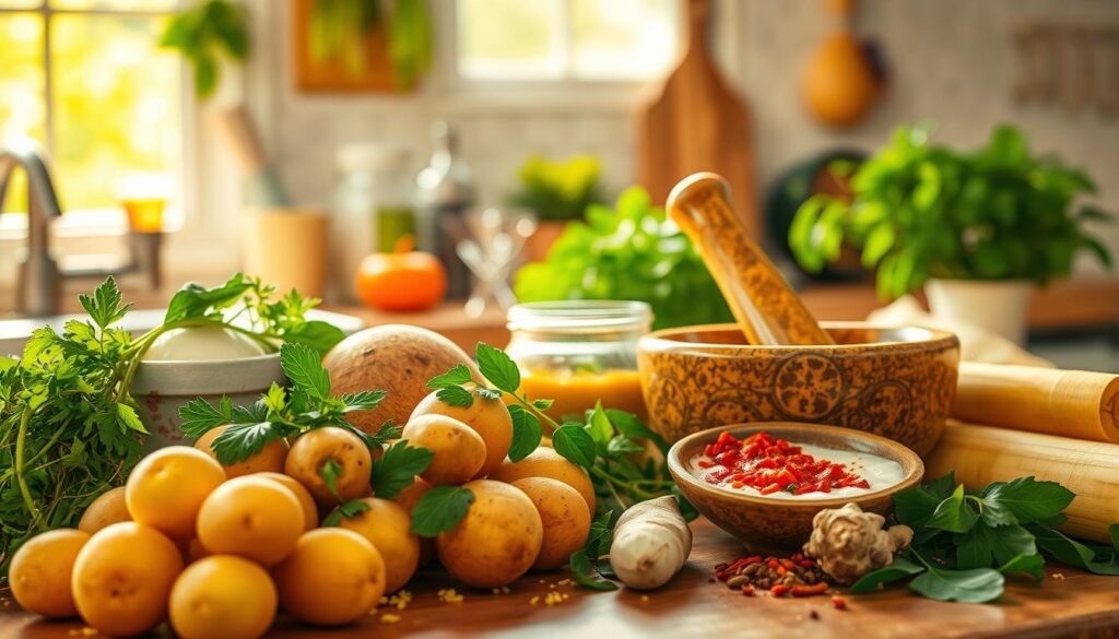 Zutaten für Thai Curry Kartoffeln