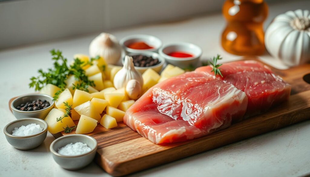 Zutaten für Thunfischsteak mit Kartoffeln