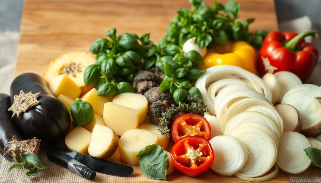 Zutaten für vegetarischen Auflauf