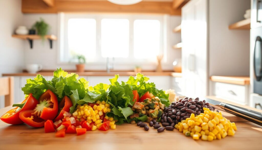 Zutatenvorbereitung für Salat