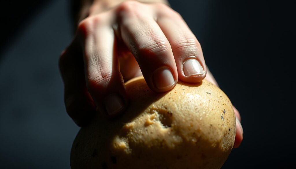 finger brechen durch kartoffel