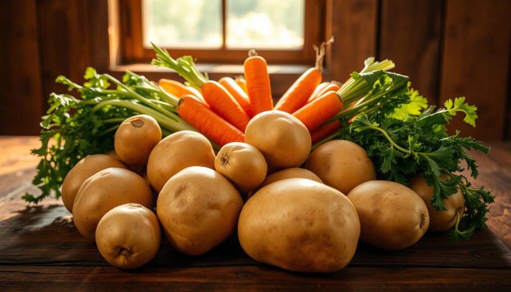 frische Kartoffeln und Gemüse